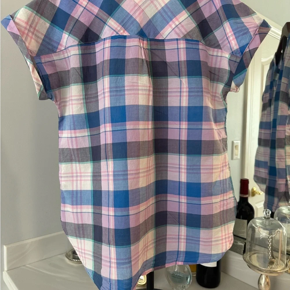 Talbots Multicolor Plaid Blouse US-Medium - Picture 5 of 8